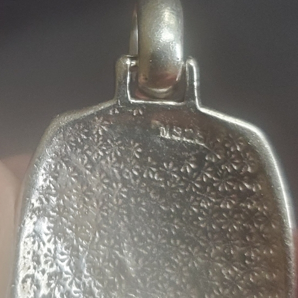 Sterling Silver Pink Mother of Pearl Mosaic Square Pendant - Picture 4 of 4